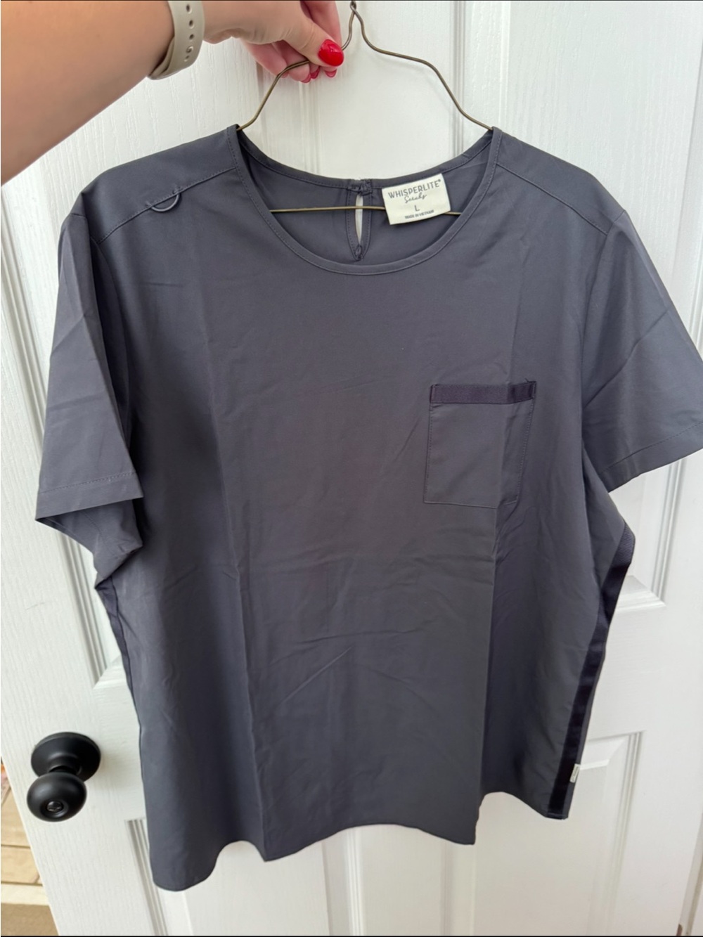 Short Sleeve Pocket Scrub Top- Gray